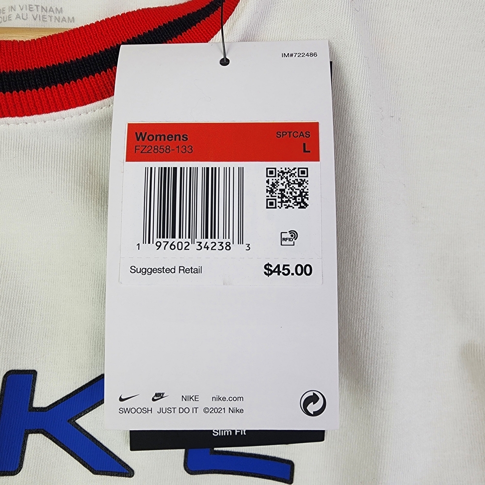 Nike Crop Top Long Sleeve White Shirt Women's L NWT MSRP $45 - Picture 4 of 10